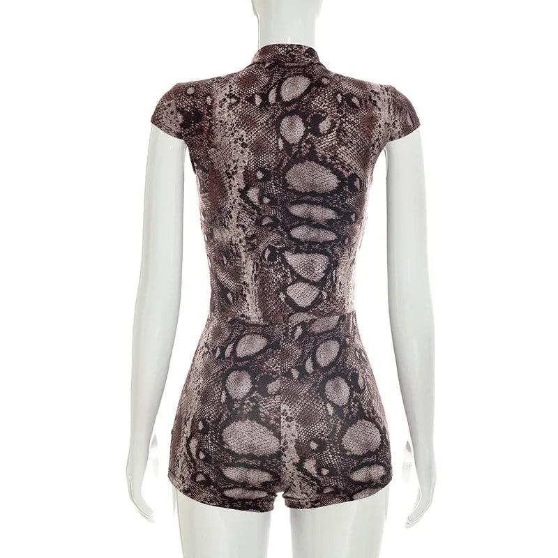 Doyerl Leopard Print Sexy Romper Jumpsuit Woman Rave Clothes Hollow Out Corset Slim Club Party Playsuit Combinaison Short Femme