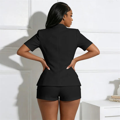 Double-Breasted Blazer & Shorts Set