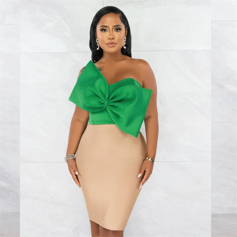 Doyerl Elegant Big Bow Crop Top Women Clothing Nightclub Strapless Bowknot Backless Shirt Rave Festival Party Tube Tops Blouse