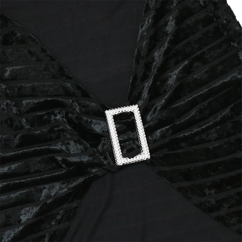 Sexy Mesh See Through Patchwork Velvet Bodycon Mini Dress Women Sleeveless Button Bandage Party Night Club Dresses Vestidos