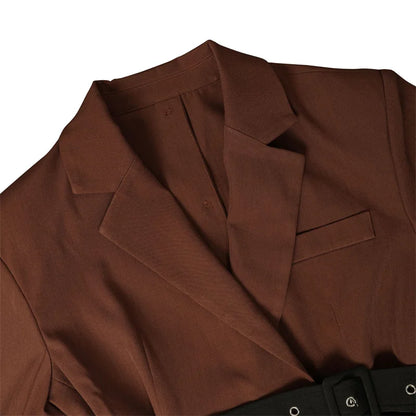 Doyerl Winter Trendy Elegant Blazer Women Y2K Clothing Notched Collar Ladies Outerwears Stylish Coats with Belt Blazers Feminino